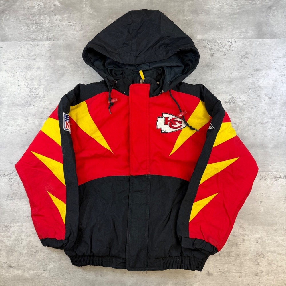 Vintage Kansas City Chiefs Apex One Kids Puffer Jacket Red Black NFL Size M